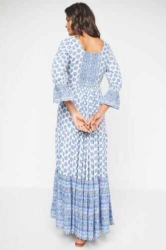 Blue Floral Fit & Flare Dress, Blue, image 6